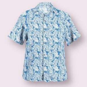 LA Dodgers Blue and White Hawaiian Print Sports Polo Shirt XL